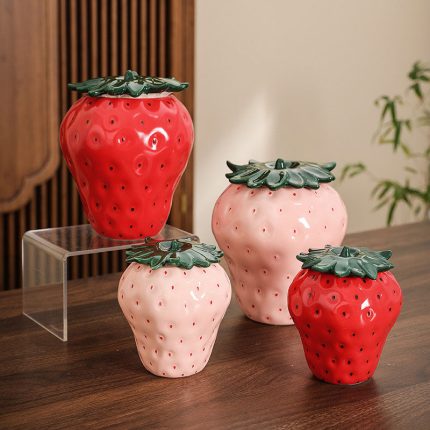 Creative Strawberry Ceramic Storage Jar – Sealed for Freshness